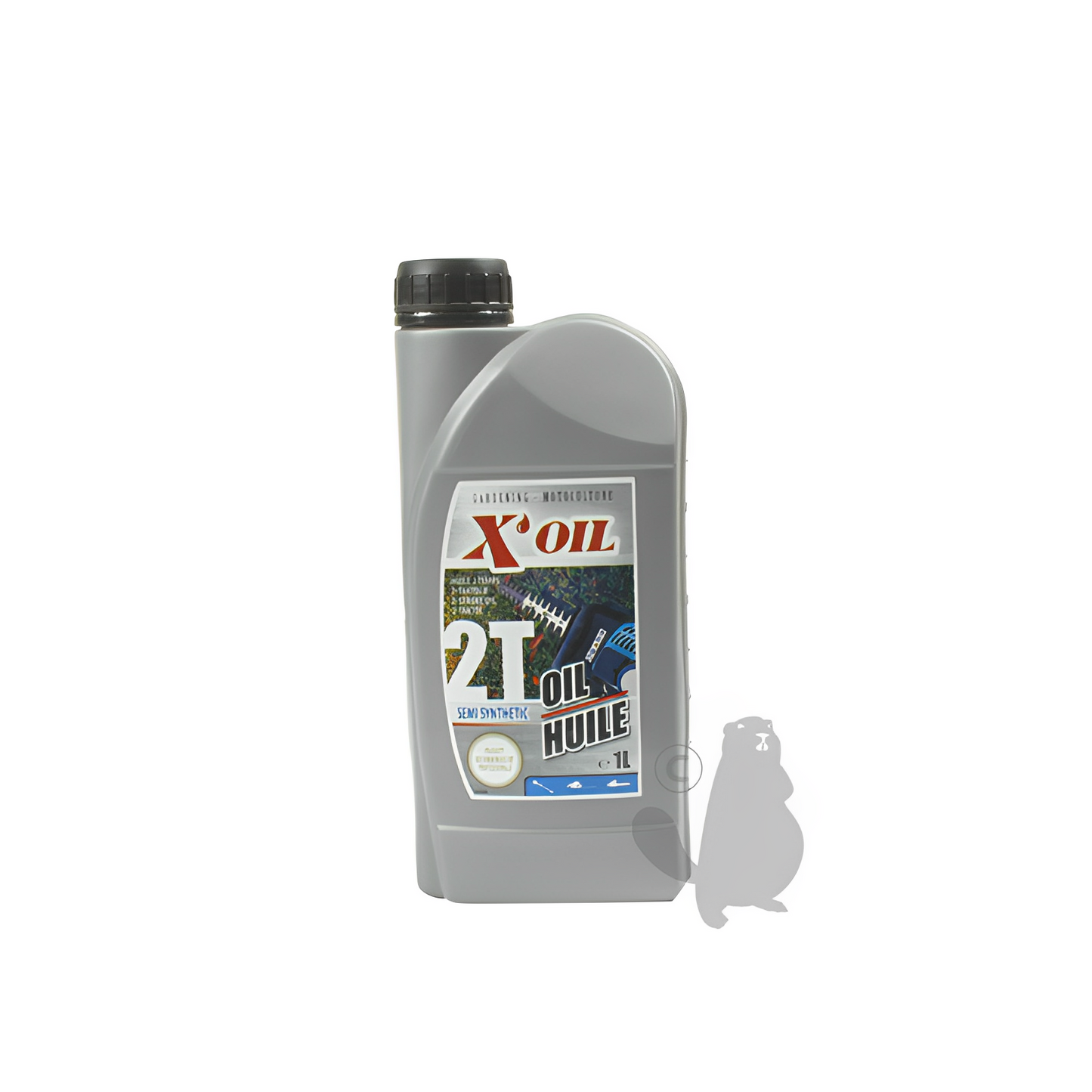 Huile 2 temps semi-synthèse X’OIL (API TC), en bidon d’1 litre. Avec bouchon doseur gradué 10/15/20ml pour mélange