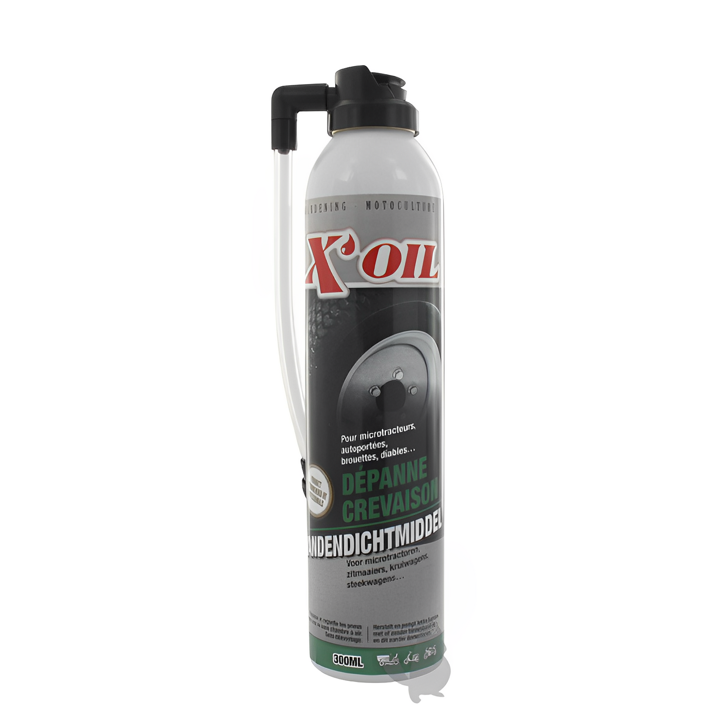 Aérosol anti-crevaison pour microtracteur, autoportée, brouette, remorque… Bombe de 300ml.