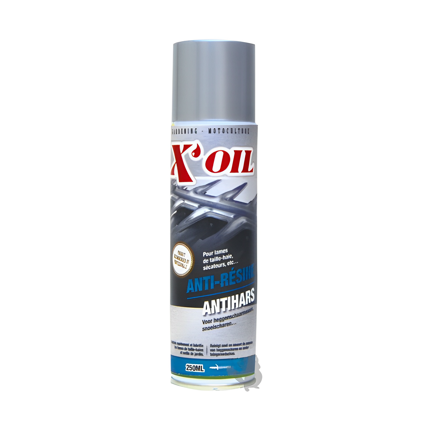 Aérosol X’OIL anti-résine et nettoyant pour Lame de taille-haie, sécateurs. Bombe de 250ml
