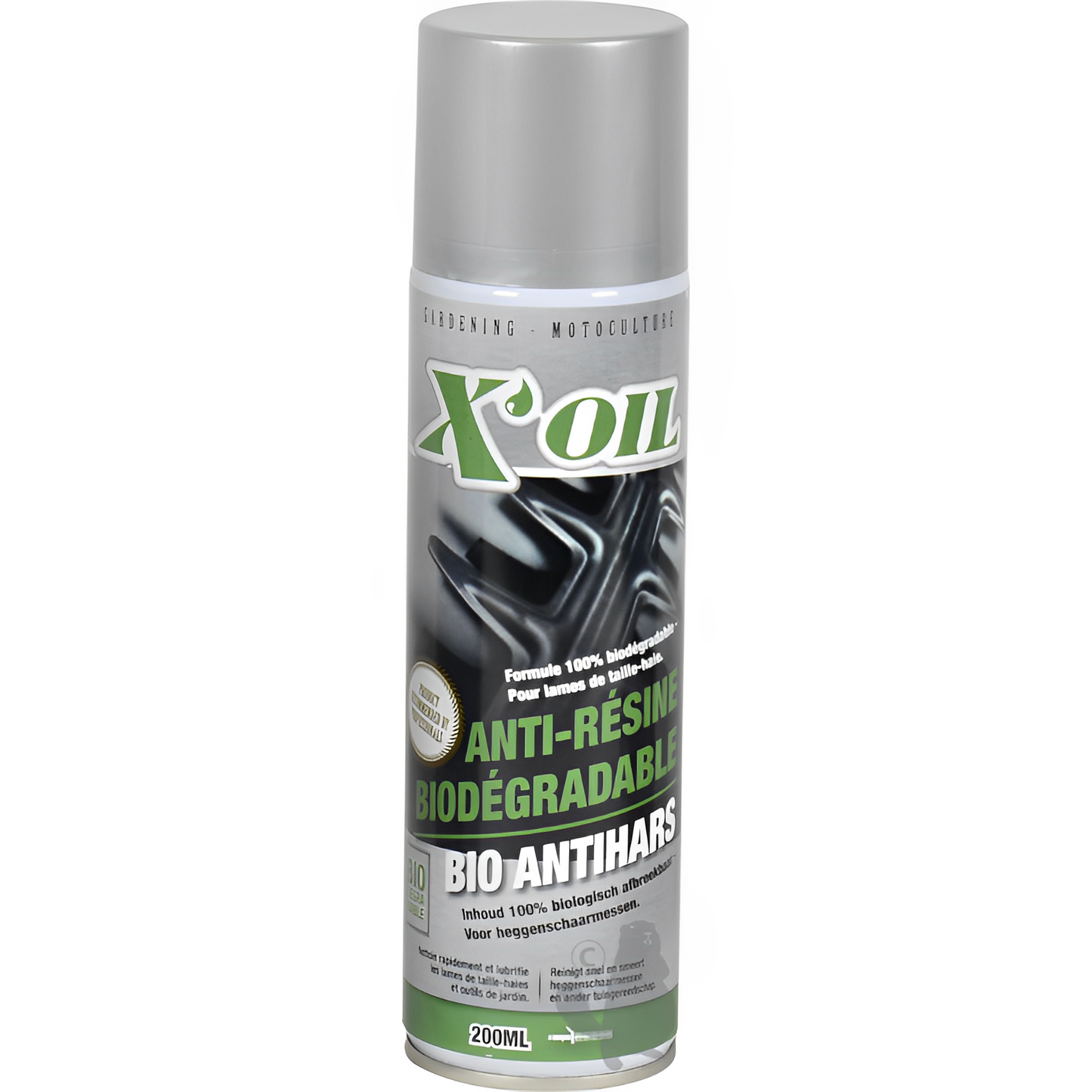 Aérosol X’OIL anti-résine et nettoyant biodégradable pour Lames de taille-haie, sécateurs. Bombe de 200ml