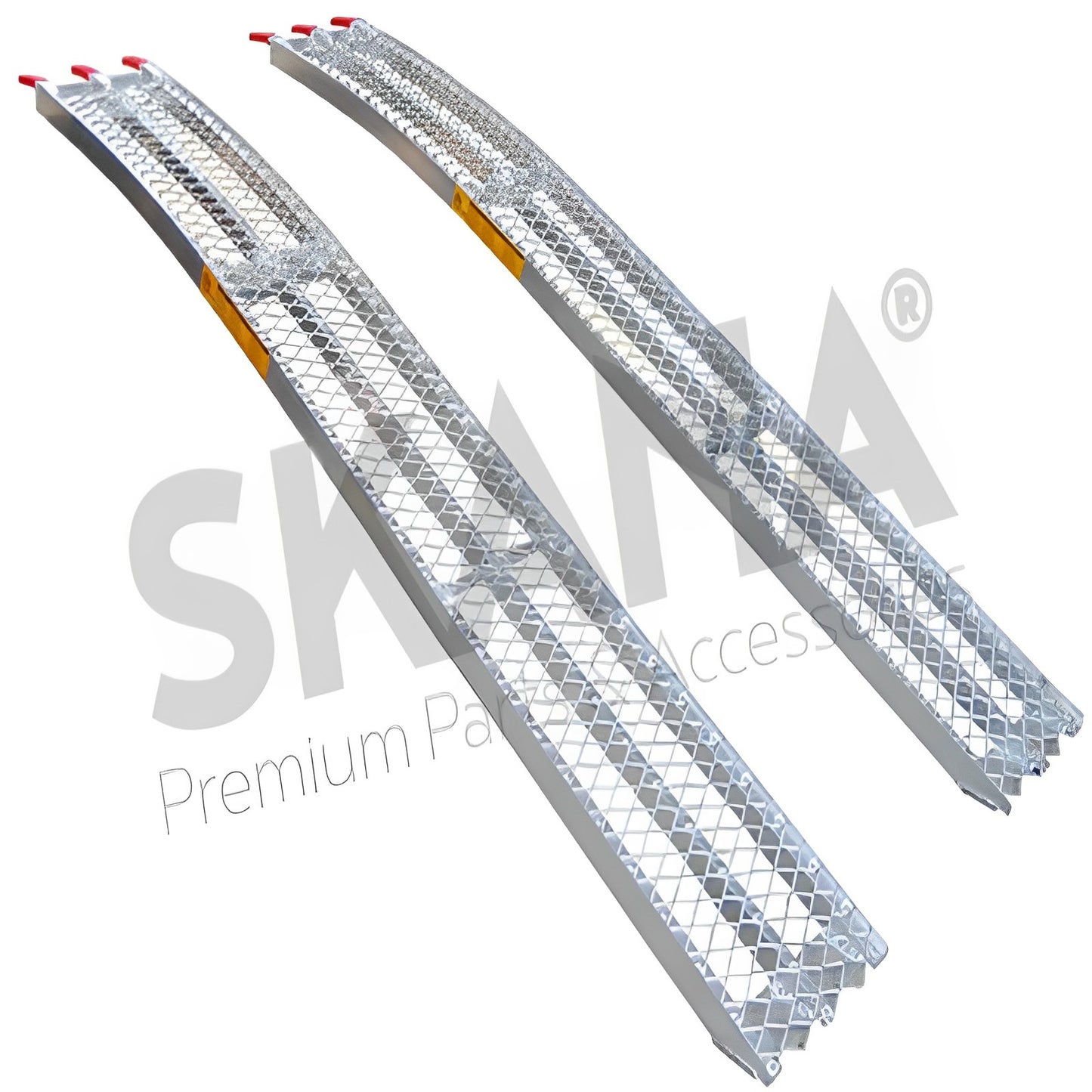 Jeu de 2 rampes courbées alu, L : 226cm L : 30 cm, profil antidérapant d’une capacité maximum de 680kg/paire