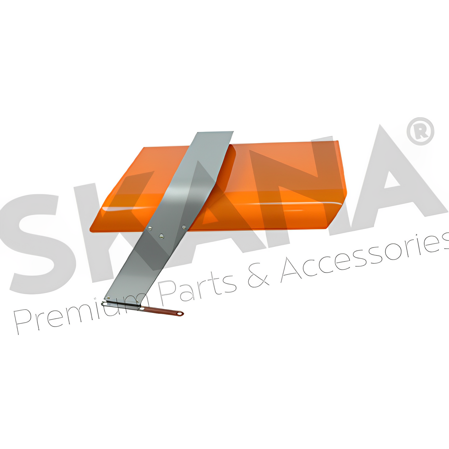 Abri robot ONE 1.0 Custom style STIHL couleur argent et orange. En aluminium et acier inoxydable composite de 3 mm d'épaisseur. Fixation au sol indépendante de la borne de recharge...