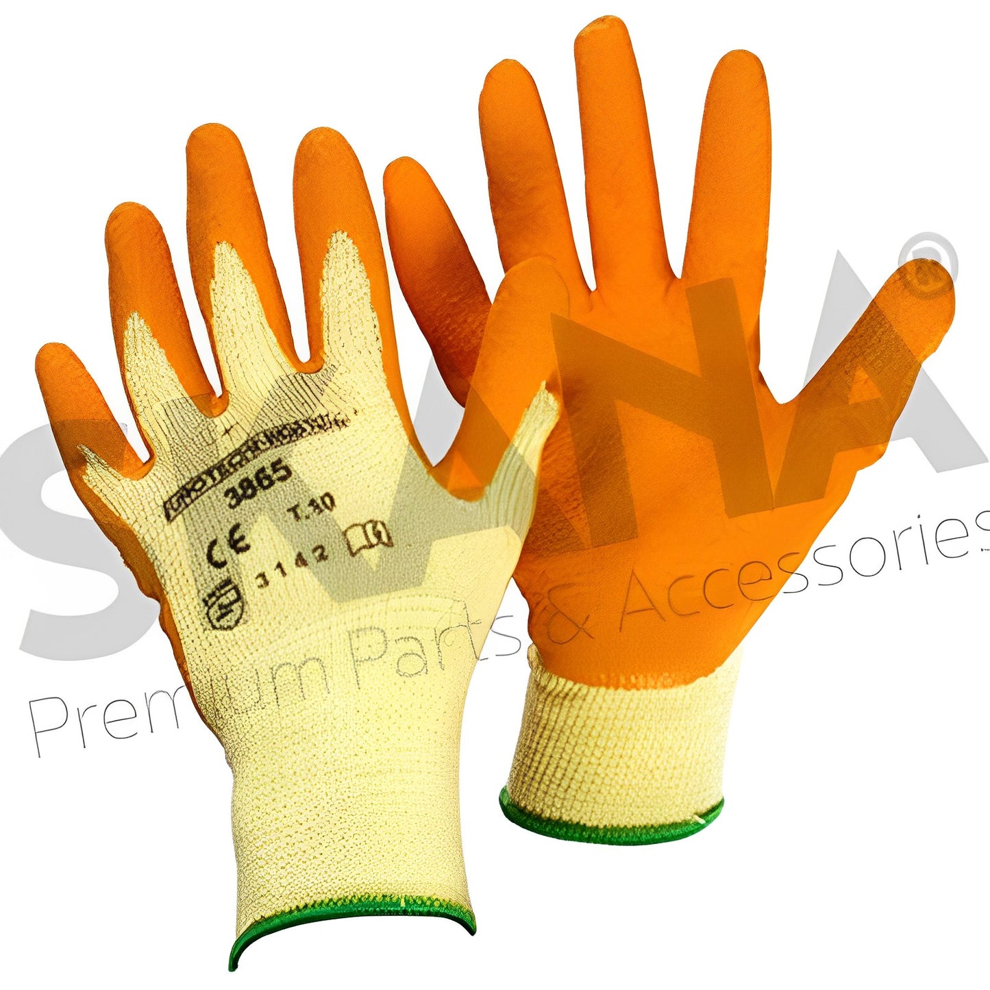 Paire de gants rosiers taille 10/L, en latex condensé sur support coton, pouce et index renforcés. Normes CE EN420 et EN388 – 2142X