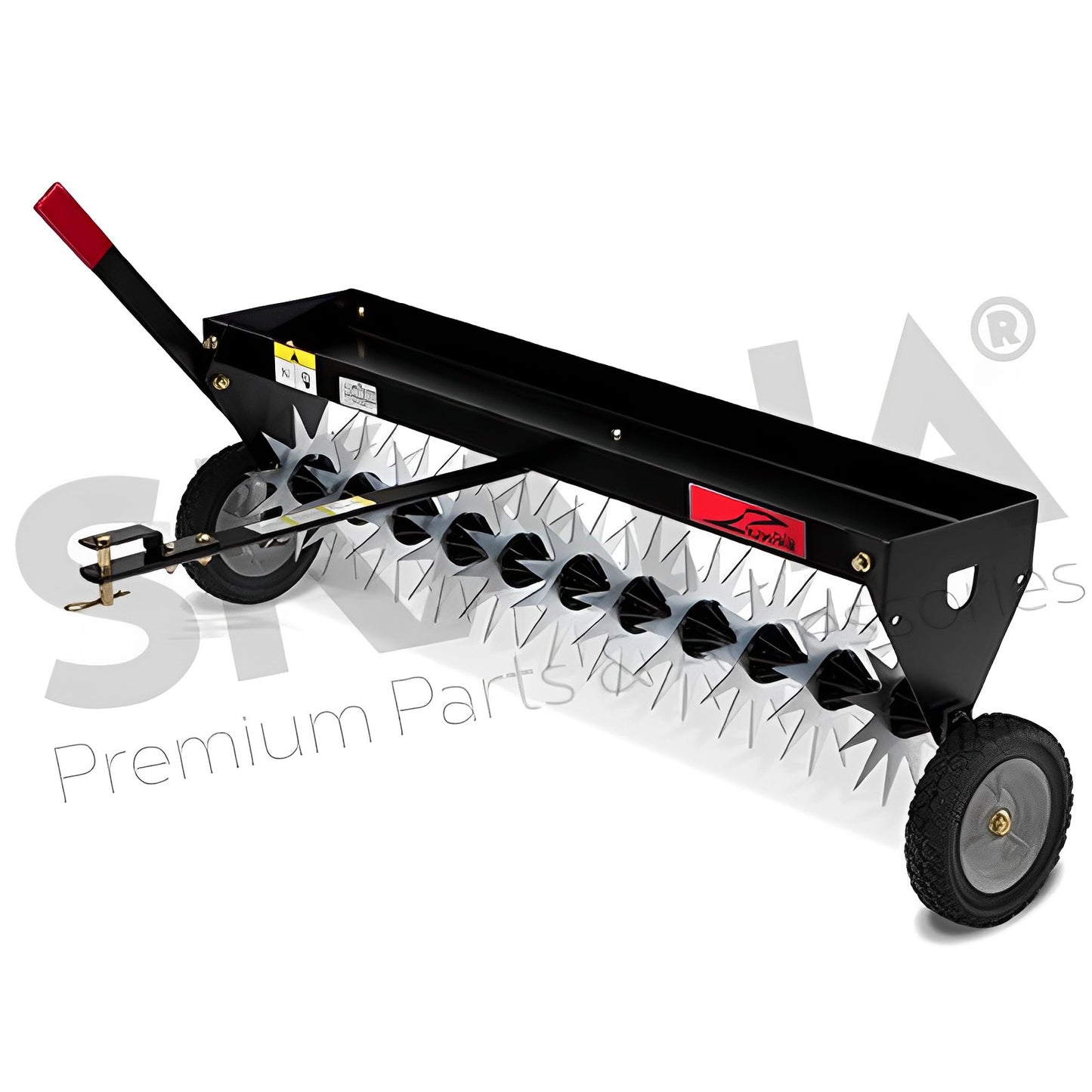 Aérateur autoportée 11 Lames pour une largeur de travail de 102cm. Profondeur réglable. Avec roues de soutien.