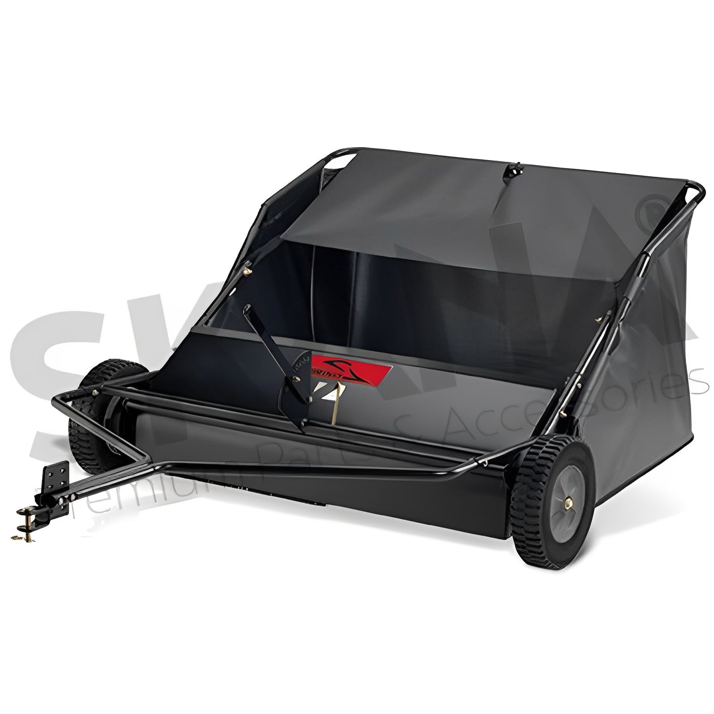 Balai-ramasseur à tracter d’une capacité de 370 L, pour une largeur de travail de 107cm, Roues 12″