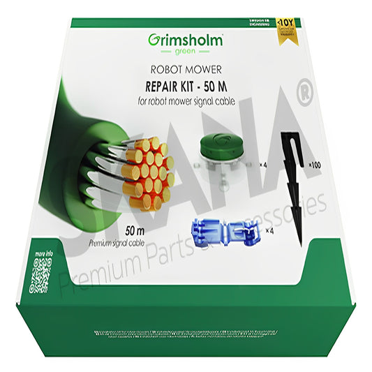 Kit réparation avec câble d'installation robots 0,93 mm² x 50m, 4 connecteurs chargeur, 4 connecteurs isolés et 100 clous de fixation de câble.