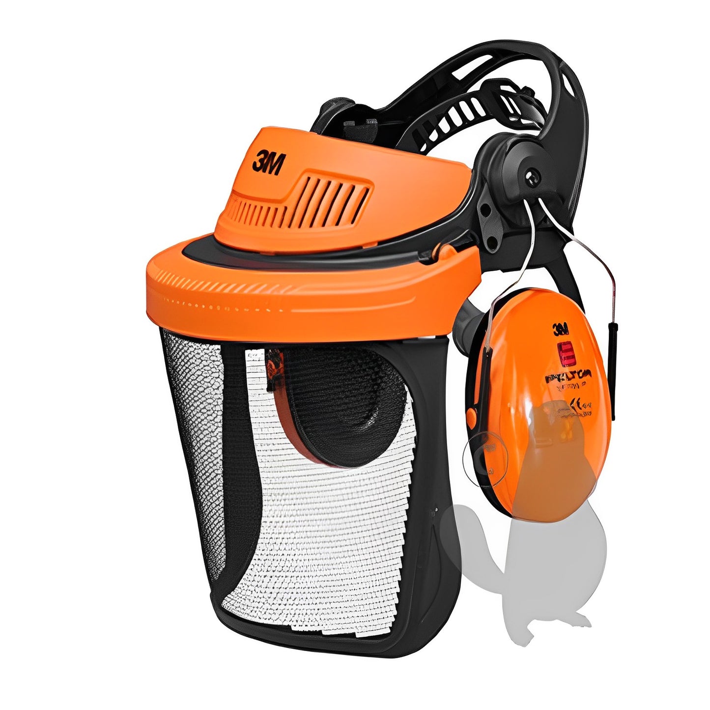 Combinaison multisystème 3M™ Peltor™ avec coiffe G500 orange, visière de protection grillagée relevable en acier inoxydable 1,8 x 2,5mm, anti-bruit H510A (26dB)