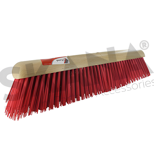 Brosse pour balais de rue en fibre artificielle rouge. Largeur 50 cm. Ø 23 mm