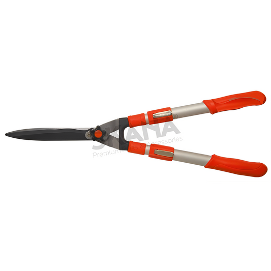 Cisaille à haie OZAKI à bras extensible de 45 à 65 cm en aluminium. Lames forgées et ondulées permettant de retenir la branche pendant la coupe